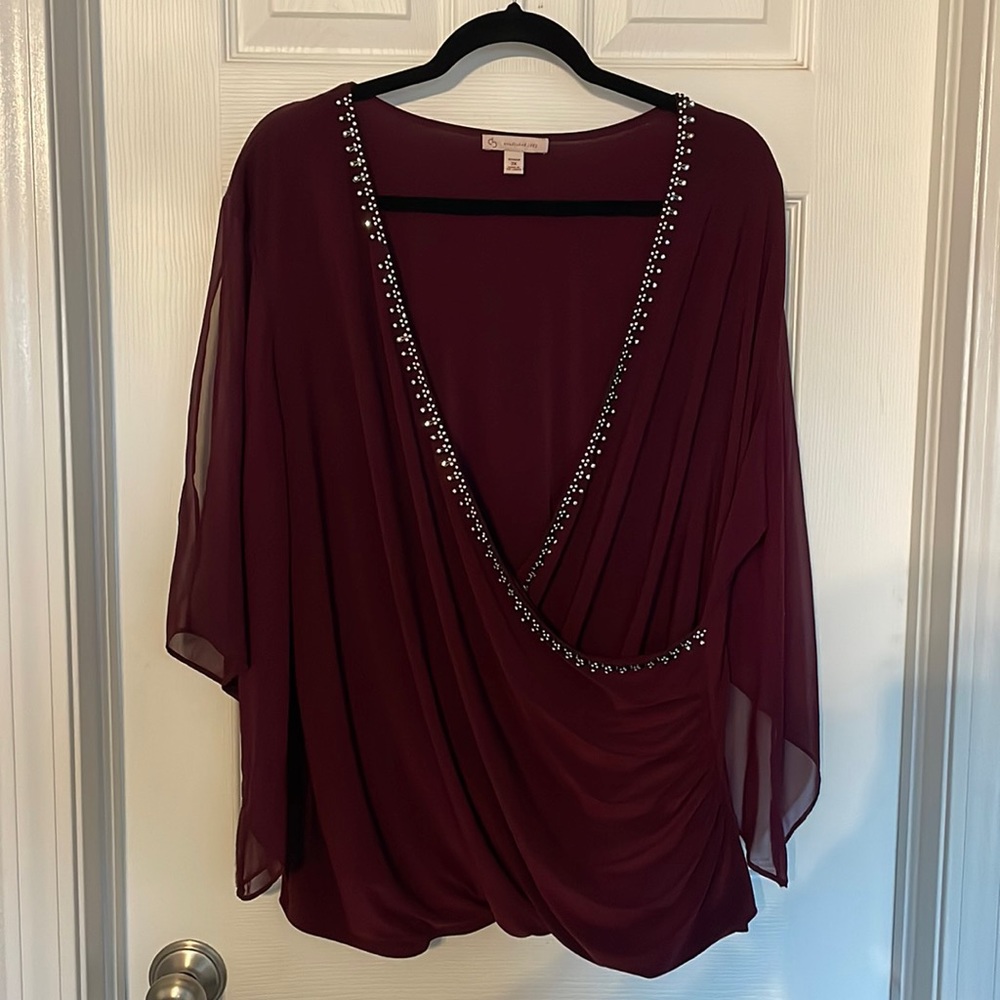 Women’s Dress Barn 3X Maroon Dress Blouse